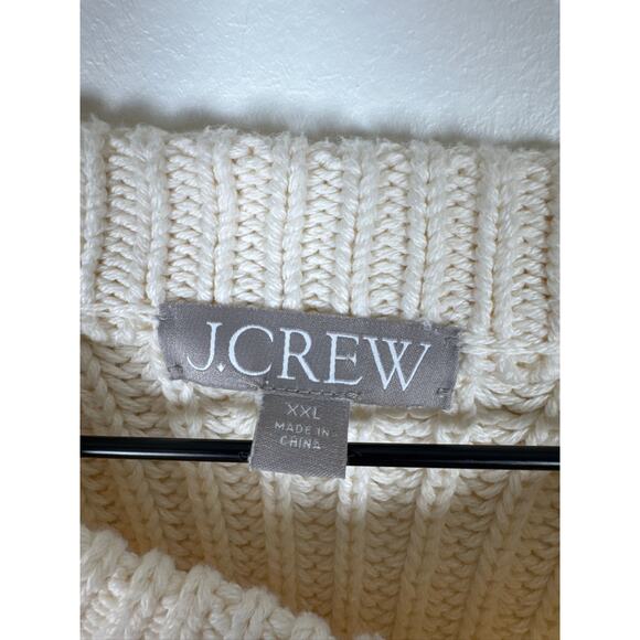 J.Crew Heritage Fisherman Cotton Fisherman Oversized Sweater - Cream XXL - Picture 3 of 9